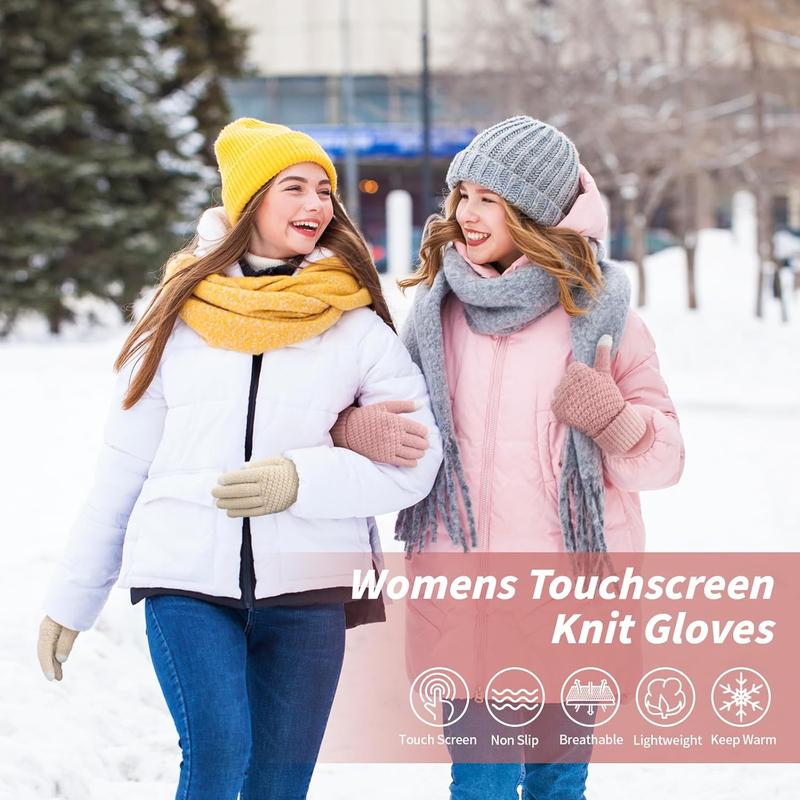 Winter Gloves Womens, Touchscreen Gloves for Women, Warm Gloves with Elastic Cuff Knit Gloves for Cold Weather