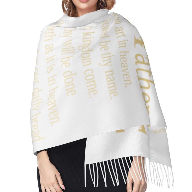 Presents for Women,White Religious Christian Jesus Loves Me Bible Verse Fringe Pashmina Shawl Wrap for Bridal Wedding Party