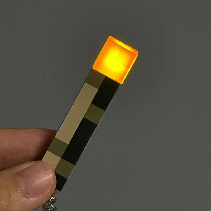 Anime Keychains Minecraft Brownstone Torch Lamp Key ring for Game Fans Gifts USB Charging Port Gaming Decoration Gadgets