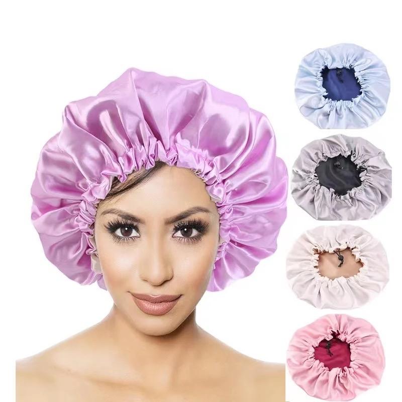 Satin Bonnet Silk Bonnet for Curly Hair Bonnet Braid Bonnet for Sleeping Bonnets for Women Large Double-Layer Adjustable Silk