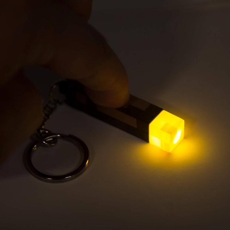 Anime Keychains Minecraft Brownstone Torch Lamp Key ring for Game Fans Gifts USB Charging Port Gaming Decoration Gadgets