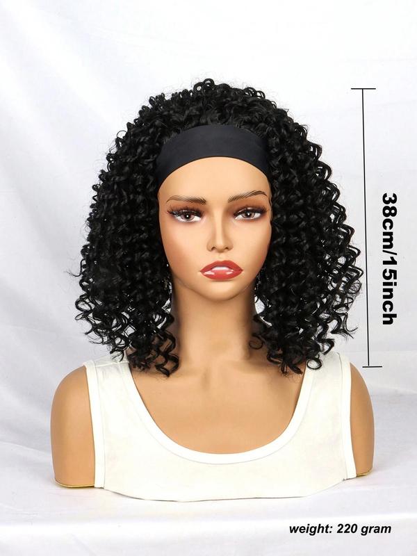 Deep Wave Headband Wig, Gorgeous Fluffy Wigs for Women, Natural Looking Synthetic Wigs for Party, Daily Use