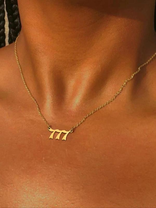 Fashion Lucky Number Pendant Necklace, Elegant Clavicle Necklace, Collarbone Chain Necklace, Fashion Accessories for Men & Women