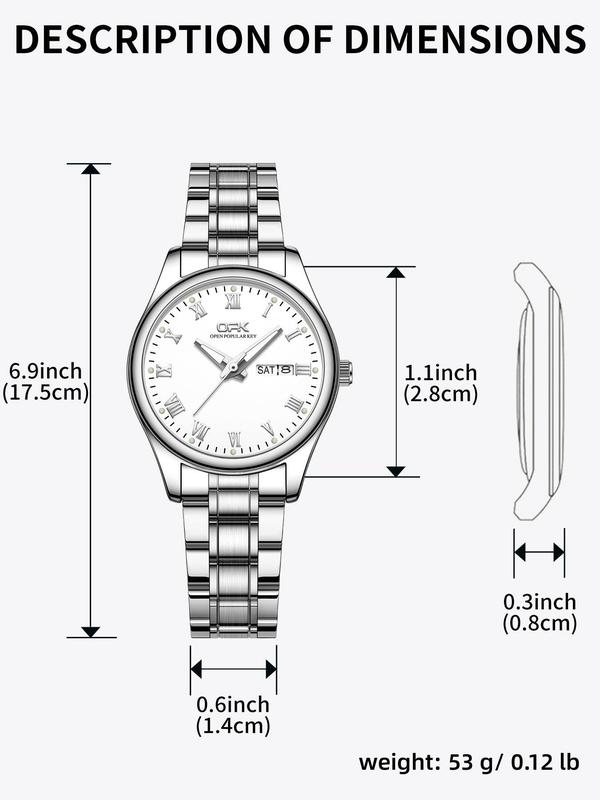 Women's Minimalist Classic Round Dial Stainless Steel Strap Quartz Watch, Fashionable Watch For Women & Girls, Gift For Women