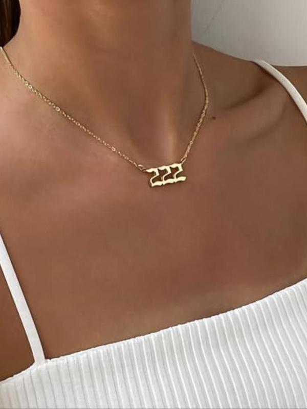 Fashion Lucky Number Pendant Necklace, Elegant Clavicle Necklace, Collarbone Chain Necklace, Fashion Accessories for Men & Women