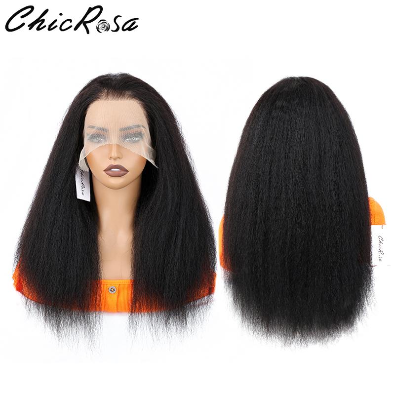 13x6 Lace Kinky Straight Human Hair Wig 200% HD lace front Yiki Straight wigs human hair Glueless Wig HD Transparent Yaki Straight Lace Frontal Wigs Human Hair Wigs for Women