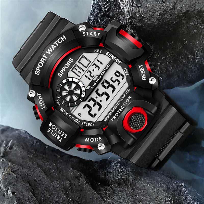 Men's Watch Digital Sports Electronic Wristwatch Large Dial Multifunctional Waterproof Luminous Alarm Male's Bracelet