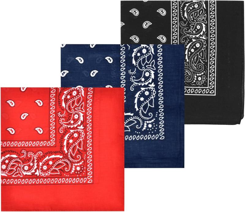 Novelty Paisley Large Bandanas 12 Pack  Cotton Cowboy Bandana for Men