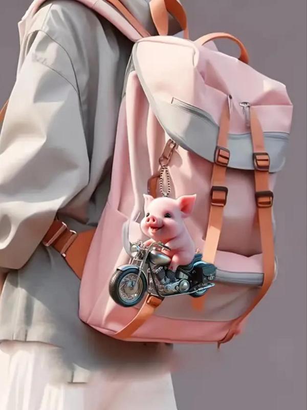 Cute Piggy & Motorcycle Design Hanging Ornament, Cute Keychain for Car Keys & Bag & Car Decor, Versatile Novelty Hanging Pendant for Daily Decor