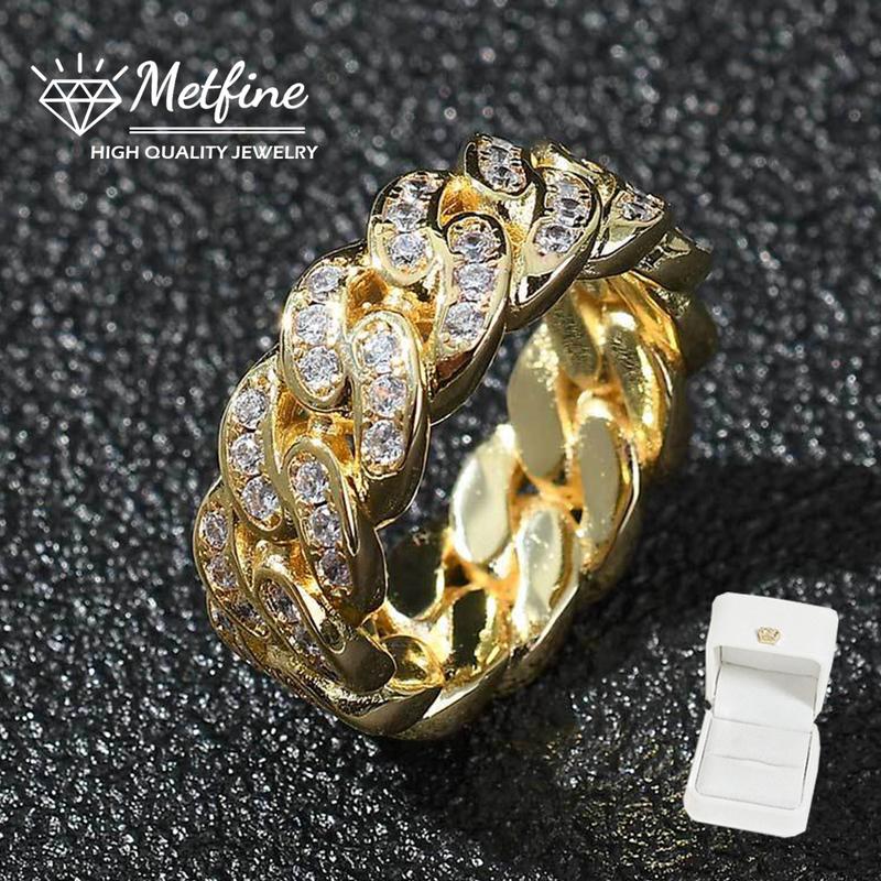 Hip hop Cuban chain ring Gold plated women men's fashion Ring Everyday jewelry