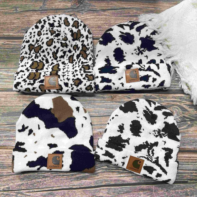 Cow Print Fall Weather Unisex Beanie Hat