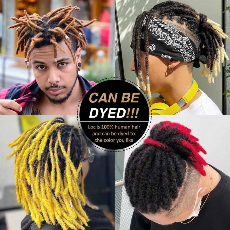 DAIXI Human Hair Dreadlock Extensions, #1B Natural Black Handmade Instant Dreads, Crochet Braid Permanent Locs, Lock Extensions for Men and Women