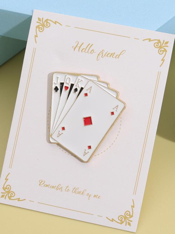 Playing Card Design Brooch, Creative Fashion Alloy Badge, Clothes Accessories for Men & Women for Daily Life