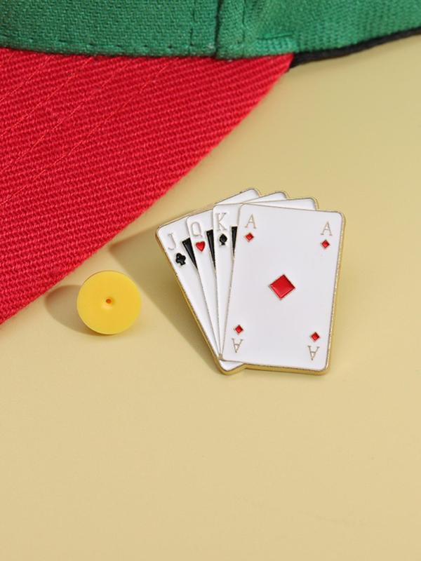 Playing Card Design Brooch, Creative Fashion Alloy Badge, Clothes Accessories for Men & Women for Daily Life