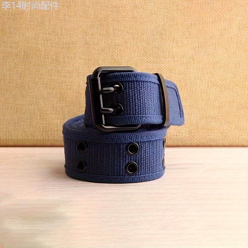 1pc Premium Double Prong Buckle Tactical Canvas Belt for Men - Rugged Outdoor Accessories - Adjustable, Durable, and Stylish Waist Belt for Hiking, Camping, and Daily Wear