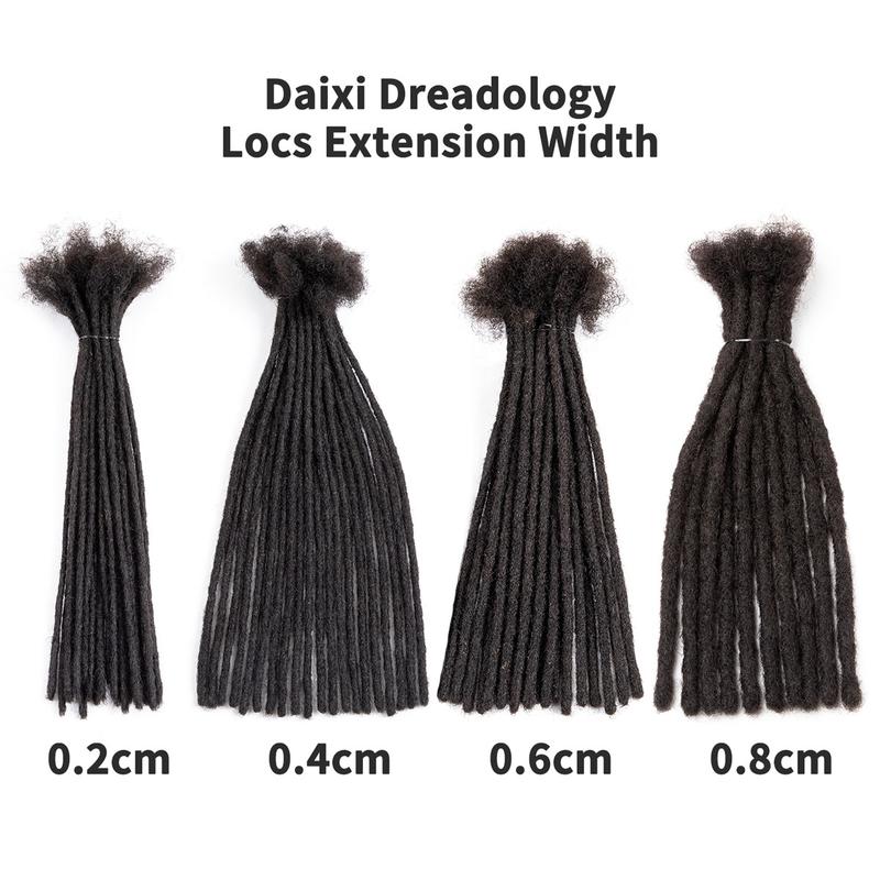 DAIXI Human Hair Dreadlock Extensions, #1B Natural Black Handmade Instant Dreads, Crochet Braid Permanent Locs, Lock Extensions for Men and Women