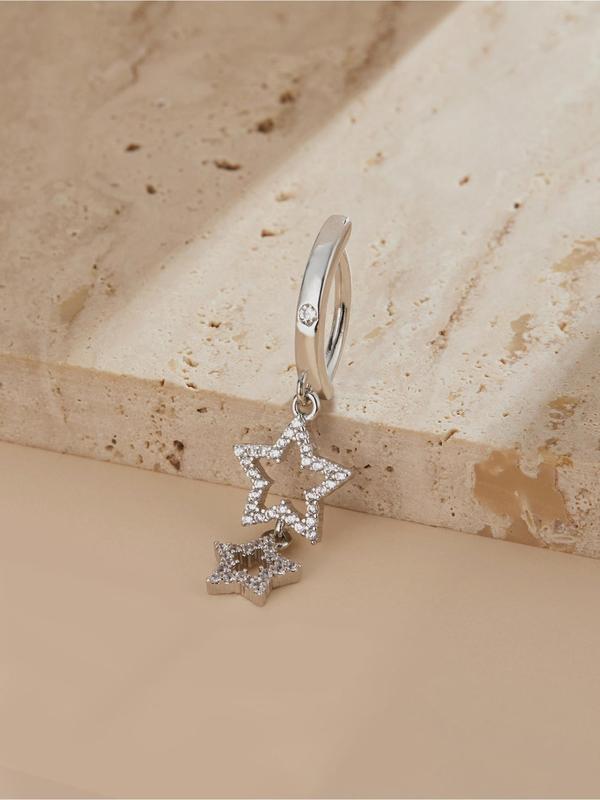 Women's Elegant Y2k Rhinestone Decor Star Design Belly Ring, Exquisite Trendy Belly Piercing Jewelry, Chic Body Jewelry for Party Decor