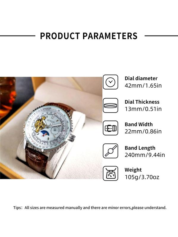 Men's Business Fashion Round Dial Automatic Mechanical Watch, Fashion Watch for Party, Daily Clothing Decor, Trendy All-match & Exquisite Watch for Birthday Gift with Box