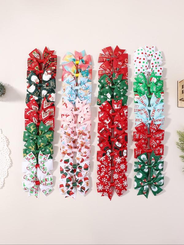 Cute Bowknot Design Hair Clips, 2024 New Style Christmas Themed Hair Accessories for Women & Girls, Minimalist Headwear Suitable for Thick Hair