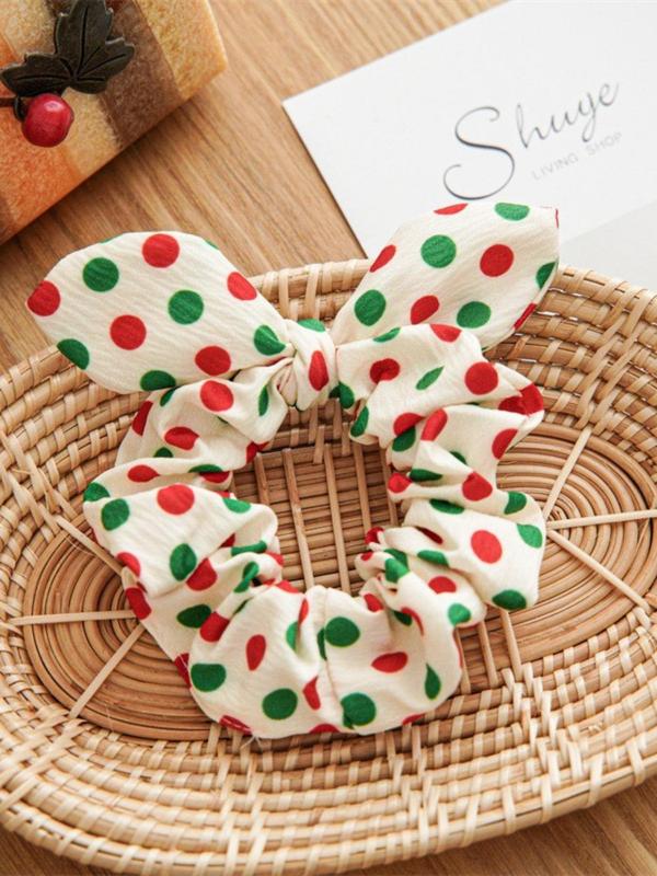 Christmas Themed Hair Scrunchies, Soft Breathable Durable Fabric Elastic Hair Ties, Elegant & Sweet Style for Women and Teens