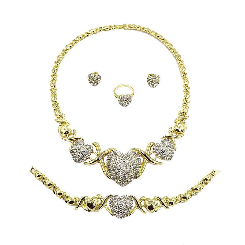 HUGS &KISSES xo iced out hearts gold Plated #28