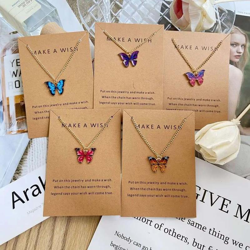 Cute Butterfly Necklace Jewelry Gifts Gold Chain With Gift Card Included