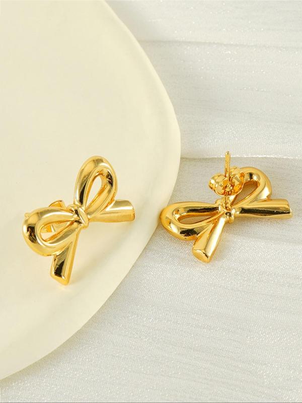 Cute Bow Design Stud Earrings, Fashionable Jewelry for Women & Girls, Trendy All-match & Exquisite Jewelry for Birthday Gift