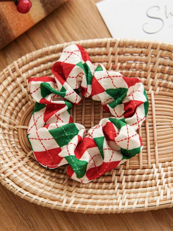 Christmas Themed Hair Scrunchies, Soft Breathable Durable Fabric Elastic Hair Ties, Elegant & Sweet Style for Women and Teens