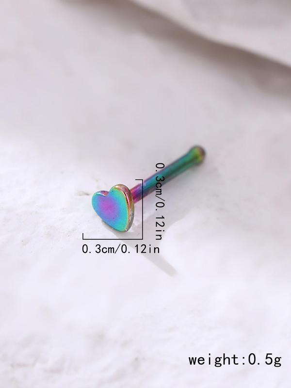 Heart Shaped Nose Stud, Stainless Steel Nose Ring, Body Jewelry for Women & Girls, Fashion Jewelry for Party, Daily Clothing Decor, Birthday Gift