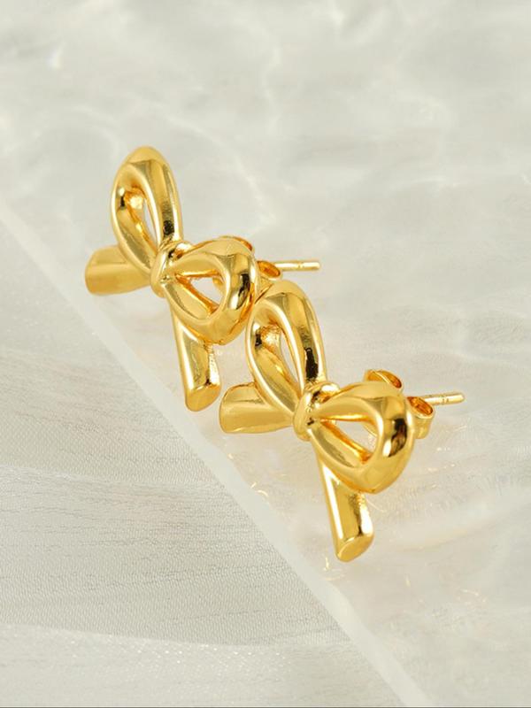 Cute Bow Design Stud Earrings, Fashionable Jewelry for Women & Girls, Trendy All-match & Exquisite Jewelry for Birthday Gift