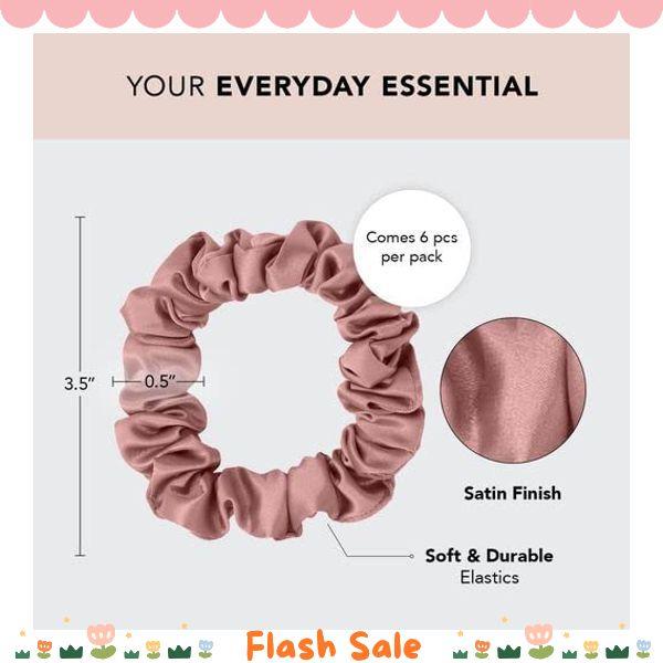 Kitsch Satin Hair Scrunchies for Women, Softer Than Silk Scrunchies for Hair, Satin Scrunchies for Girls, Satin Hair Ties for Women, Silk Hair Ties No Damage, Silk Ponytail Holders, 6pcs Terracotta