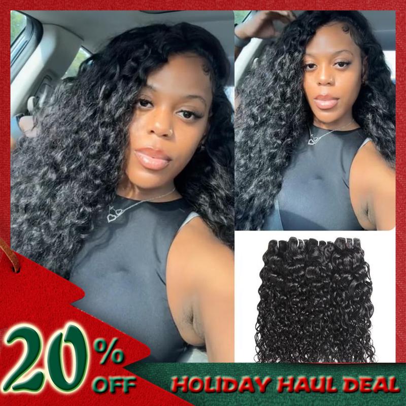 [Wequeen] Water Wave Human Hair Bundles Brazilian 100% Human Hair Budget Friendly 10A Grade Viral Hair Natural Black Color