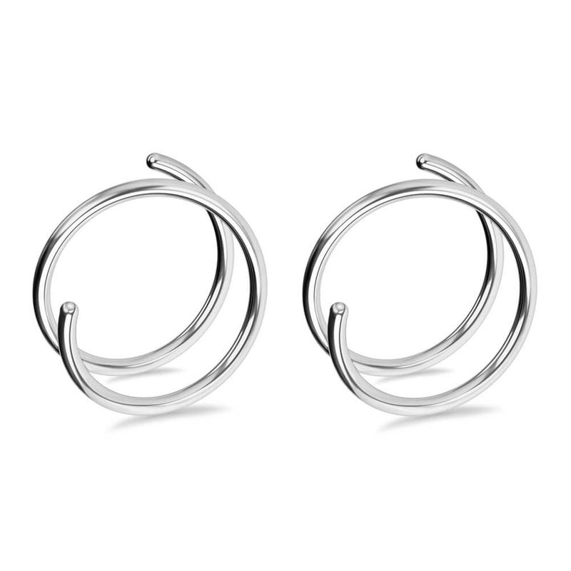 Oufer 20G 2PCS Titanium Spiral Nose Rings[Left Nose]