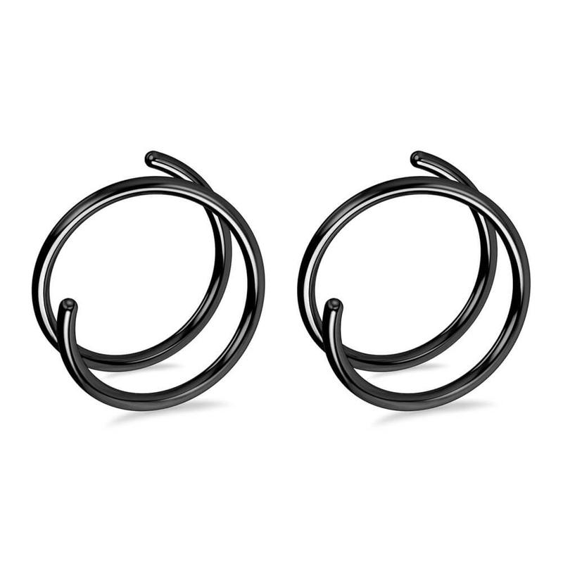 Oufer 20G 2PCS Titanium Spiral Nose Rings[Left Nose]