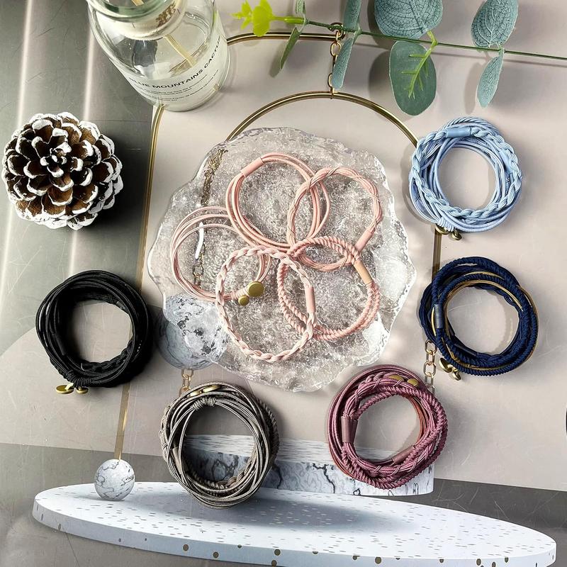 74 Boho Hair Ties Bracelets for Women, Cute Hair Tie Elastices Bracelet for Thick Hair Pony Tails