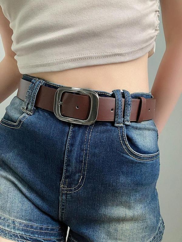 Women's Fashion Plain PU Buckle Belt, Casual Waistband for Jeans, Fashion Belt for Daily Clothing Decor, Trendy All-match & Exquisite Belt for Birthday Gift