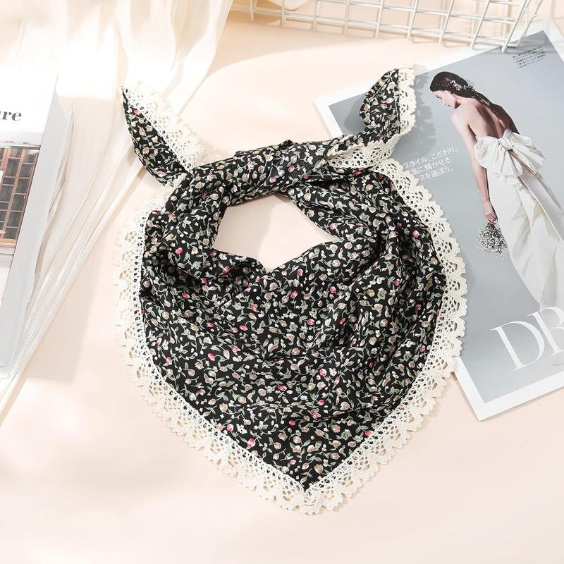 3Pack Floral Head Scarf, Chiffon Hair Bandanas Kerchief, Vintage Boho Hair Scarf for Women Girls