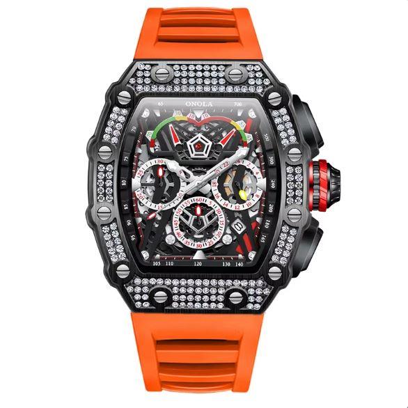 Men's Luxury Sport Chronograph Watch - Multi-Functional Precision Quartz Chronograph, Water-Resistant, and Durable Silicon Strap mens