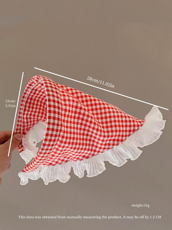 Women's Cute Plaid Pattern Ruffle Trim Headband, Fashionable Hair Accessories for Women & Girls, Elegant All-match Fashion Accessories for Daily Wear