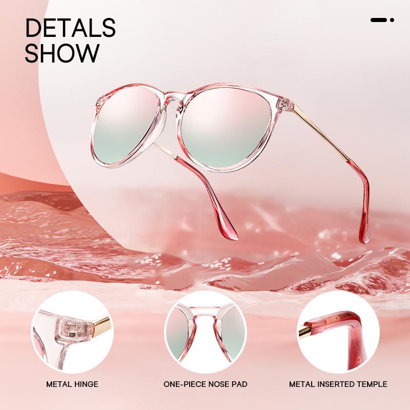 [2 pairs] FEICE women's polarized sunglasses, popular fashion large square frame, retro mirror protective lenses, pink polarized full frame sunglasses