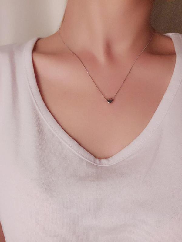 Women's Elegant Heart Shaped Pendant Necklace As Gift, Minimalist All-match Neck Jewelry for Girls As Gift, Basic Fashion Accessories for Daily Wear