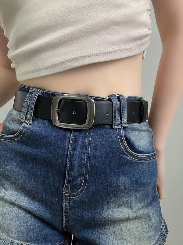 Women's Fashion Plain PU Buckle Belt, Casual Waistband for Jeans, Fashion Belt for Daily Clothing Decor, Trendy All-match & Exquisite Belt for Birthday Gift