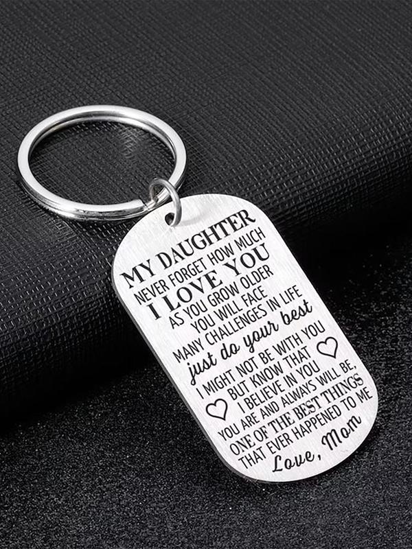 Letters Cute Keychain for Dear Daughter, Trendy Slogan Car Keychain & Key Fob, Novelty Accessories for Family As Birthday Gift