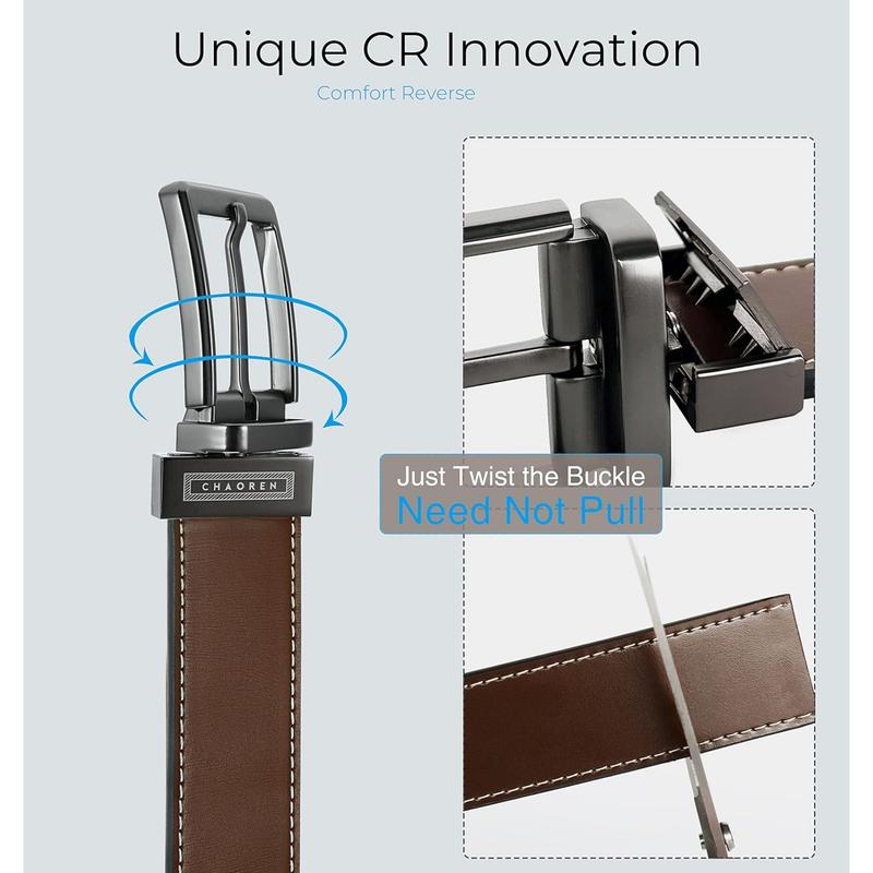 CHAOREN Leather Reversible Belt for Men 1 3 8