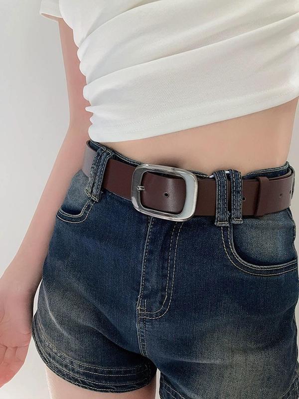 Women's Fashion Plain PU Buckle Belt, Casual Waistband for Jeans, Fashion Belt for Daily Clothing Decor, Trendy All-match & Exquisite Belt for Birthday Gift