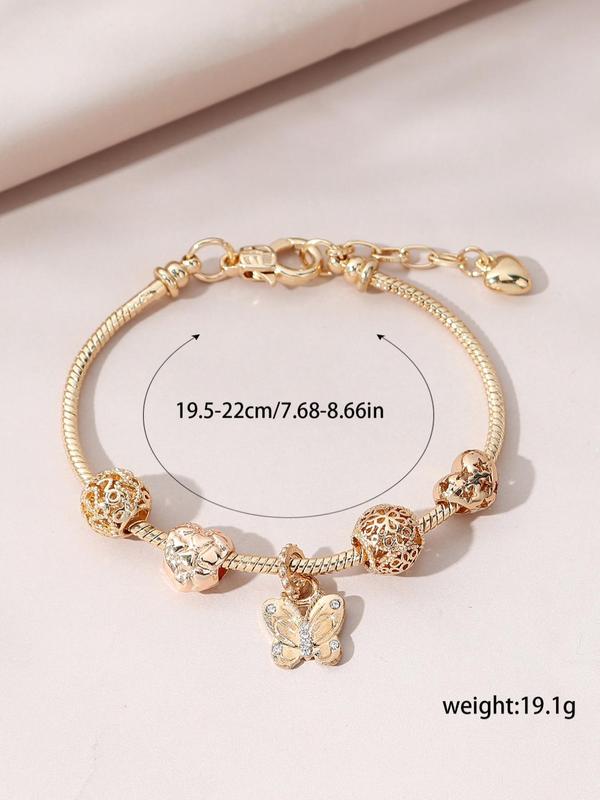 Women's Elegant Rhinestone Decor Butterfly Design Bracelet As Gift, Trendy Exquisite Bracelet, Gorgeous Matching Jewelry Accessory As Birthday Gift for Women