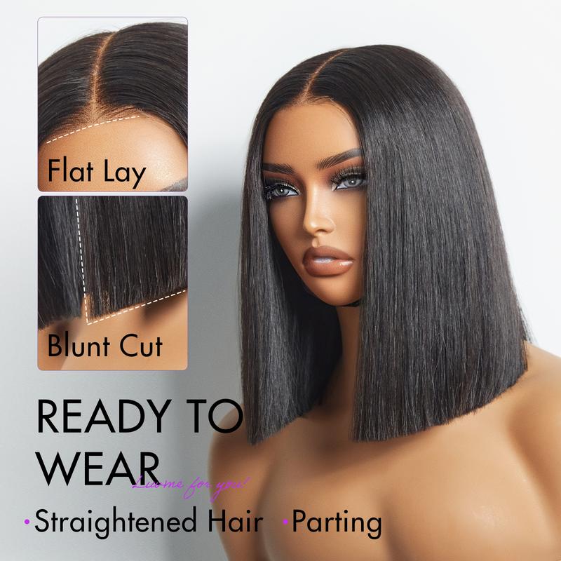 Ready to Go Blunt Cut Bob 2x6 Closure HD Lace Glueless Wig 100% Human Hair