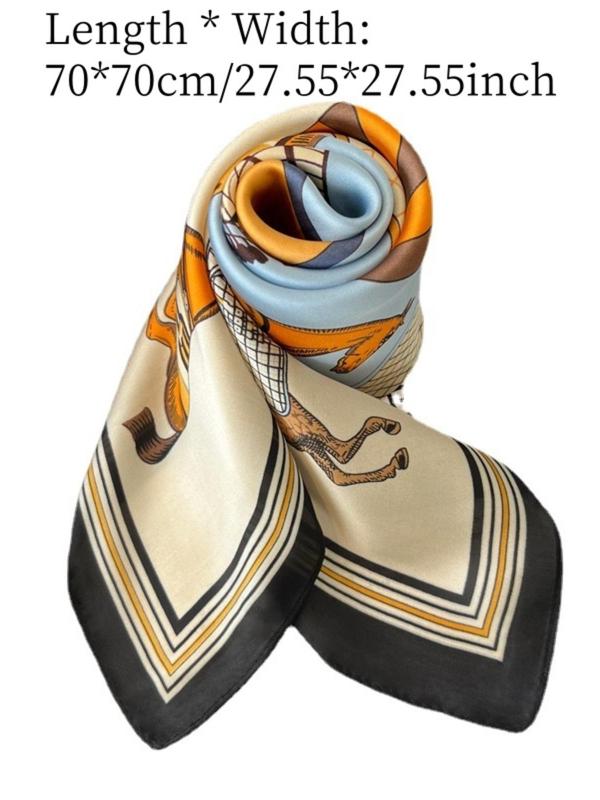 Fashionable Horse  Floral Pattern Square Scarf, Soft Comfortable Breathable Scarf for Women & Men, Casual Versatile Scarf for All Seasons