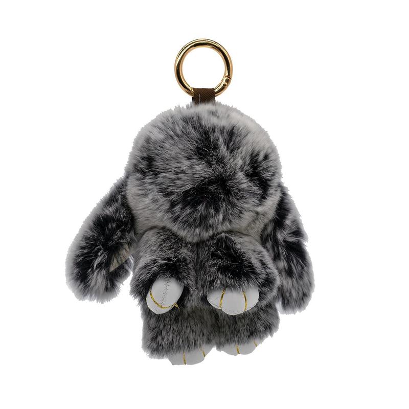 BUNNYLULU × Handmade Fluffy Bunny PomPom Keychain with Designed Tin Box, Gifts for Halloween Christmas Holiday