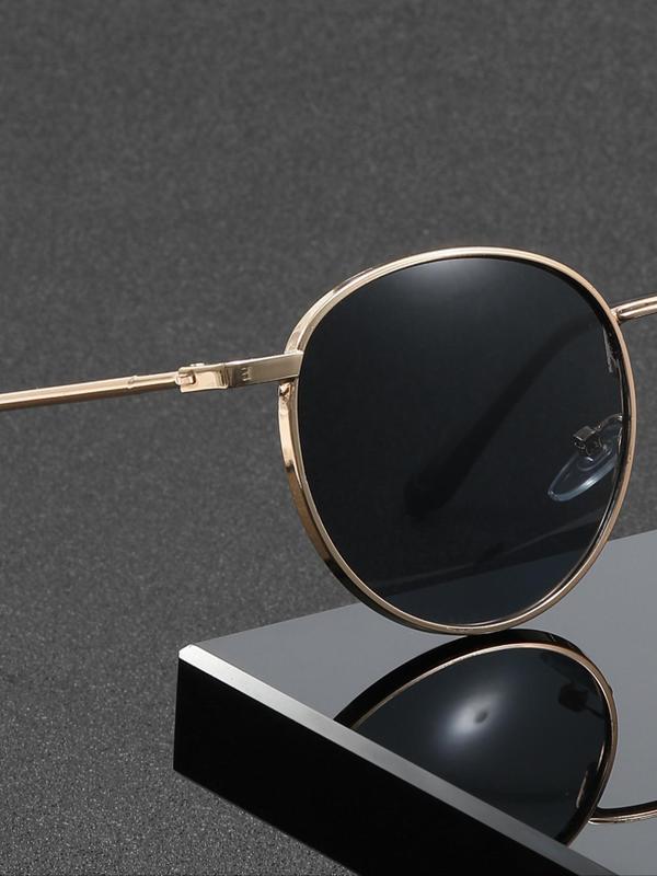 Unisex Simple Style Retro Sunglasses, 1 Pair Trendy Casual Round Frame Sunglasses for Everyday Use, Fashion Vintage Sunglasses for Outdoor Activities